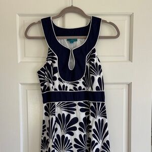 Southern Frock Navy and White Sleeveless Maxi Sundress with Bold Floral Print